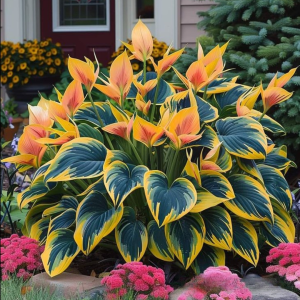 Хоста Флейм Данс купить по цене от 650р. в интернет-магазине «Посадика» с доставкой почтой в в Саткае и по всей России – [изображение №1].